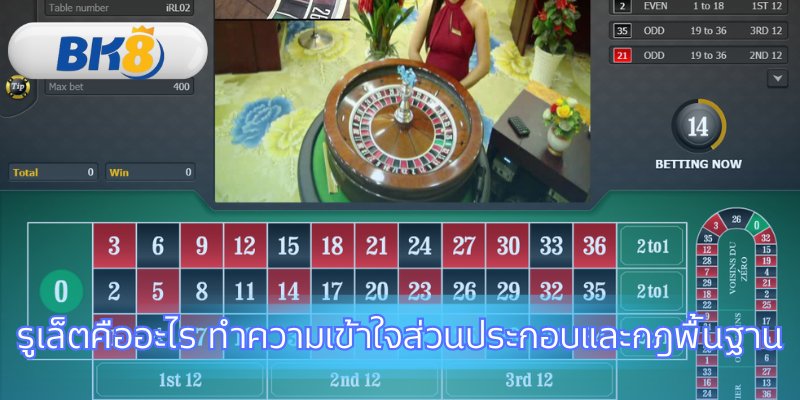 วงล้อ ลูกบอล และโต๊ะเดิมพันเกมรูเล็ต